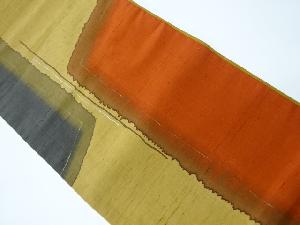 リサイクル　金彩抽象模様織り出し紬袋帯